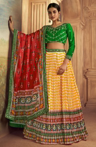 Sunny Yellow Flared Gaji Silk Lehenga Choli for Sangeet