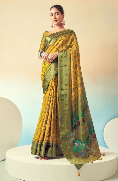 Sunny Yellow Georgette Embroidered Saree