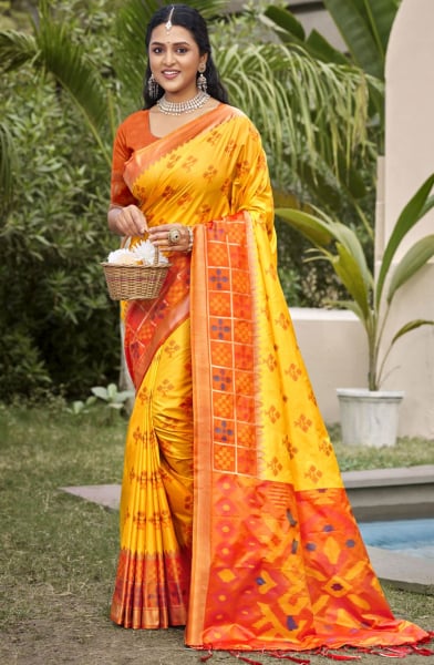 Sunny Yellow Silk Woven Work Saree