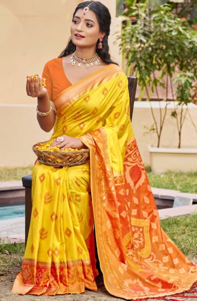 Sunny Yellow Silk Woven Work Saree