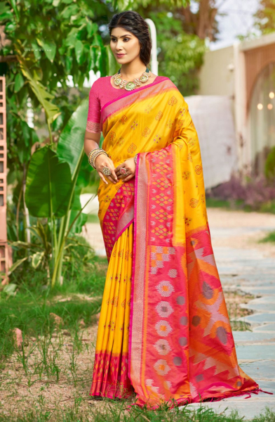 Sunny Yellow Soft Silk Woven Saree for Festival