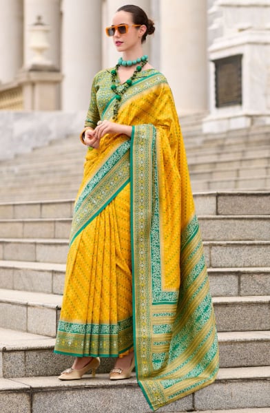 Sunny Yellow Woven Banarasi Silk Saree