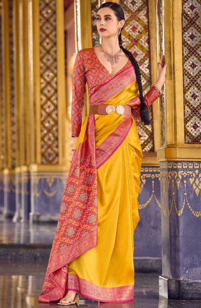 Zari Woven Sunny Yellow Soft Silk Saree