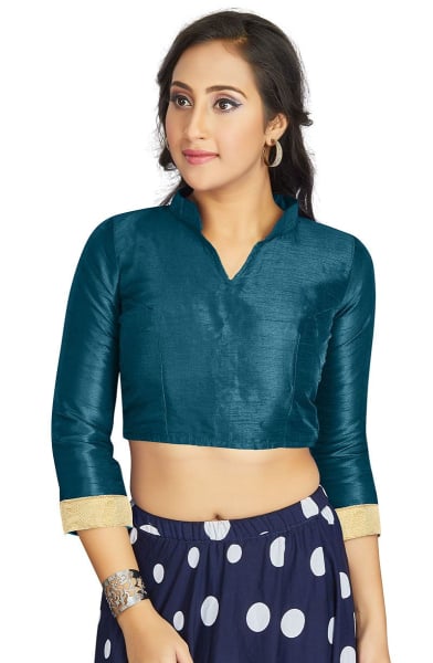 Teal Blue Art Silk Blouse
