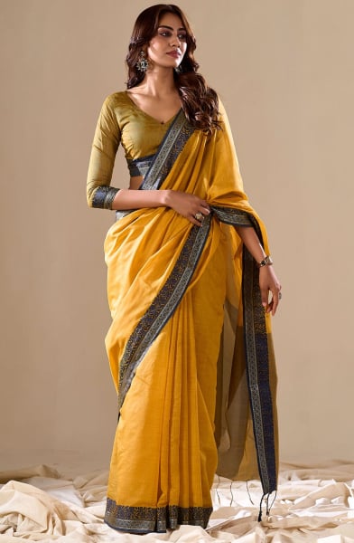 Turmeric Yellow Handloom Cotton Saree