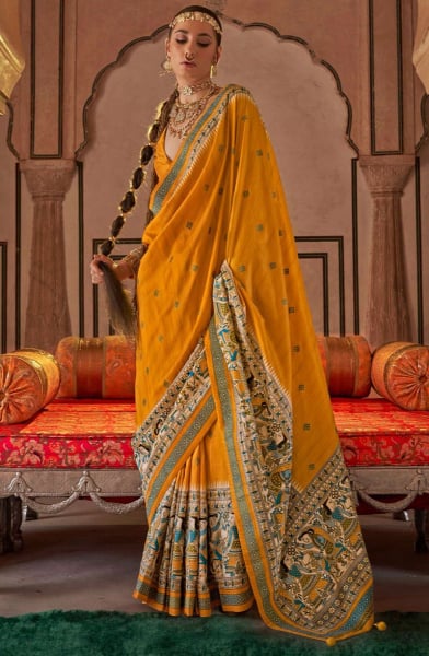 Turmeric Yellow Viscose Silk Saree for Festival