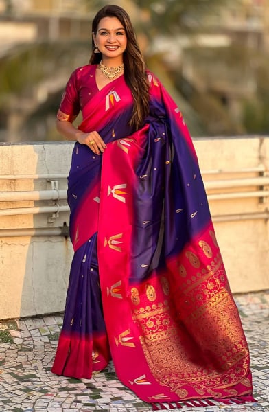 Violet Woven Soft Silk Saree