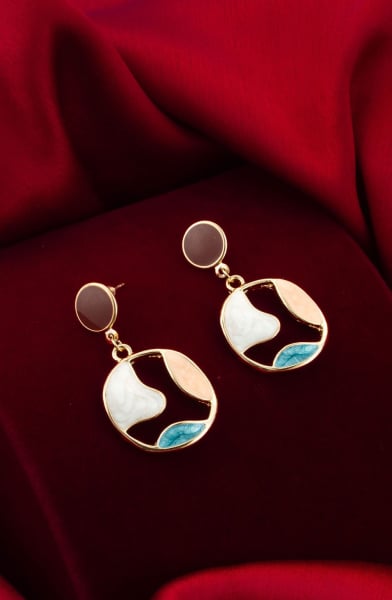 White and Turquoise Designer Studded Earrings