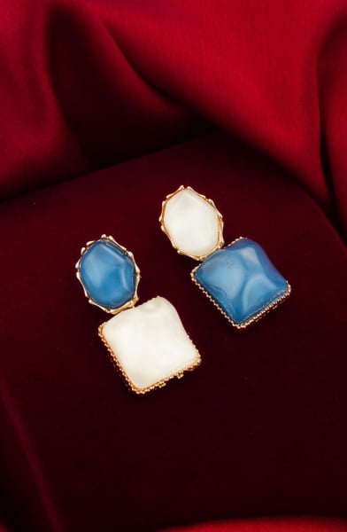White and Turquoise Designer Studded Earrings