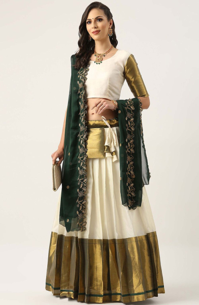 White Art Silk Lehenga Choli for Festival