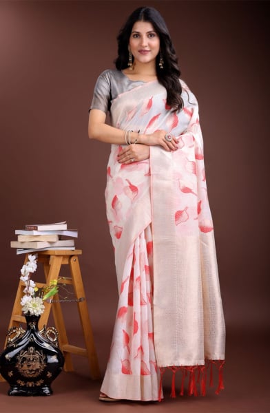 White Cotton Woven Saree