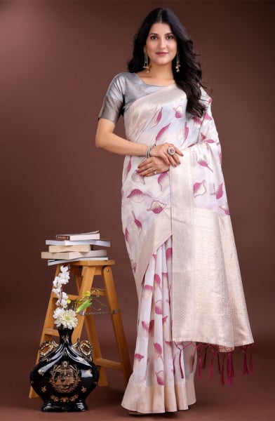 White Cotton Woven Saree