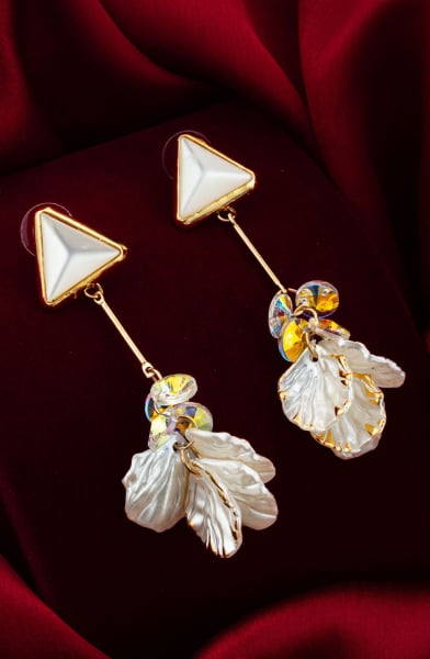 White Designer Studded Earrings