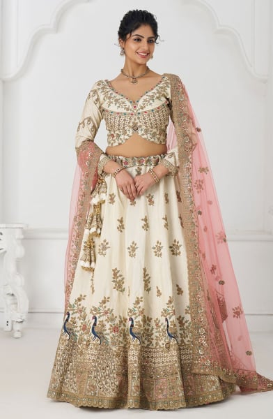 White Heavy Embroidered Lehenga Choli for Wedding