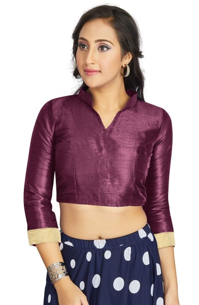 Wine Art Silk Blouse