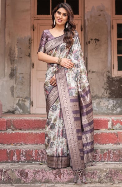 Wine Banarasi Silk Saree