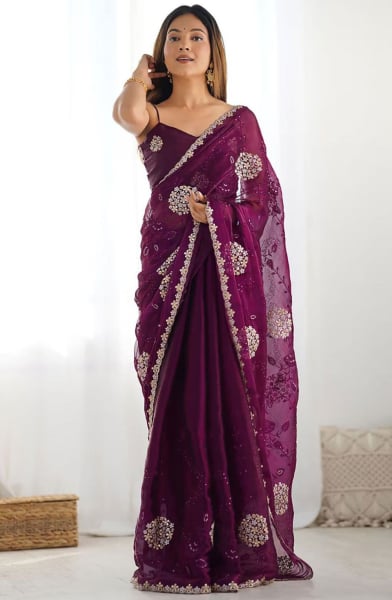 Wine Party Wear Saree
