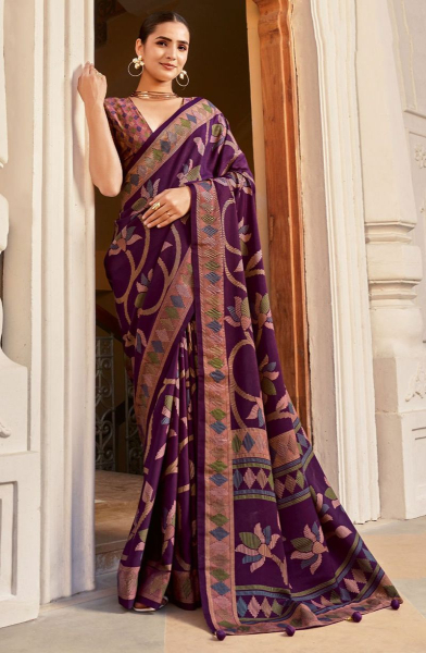 Wine Silk Saree for Festival