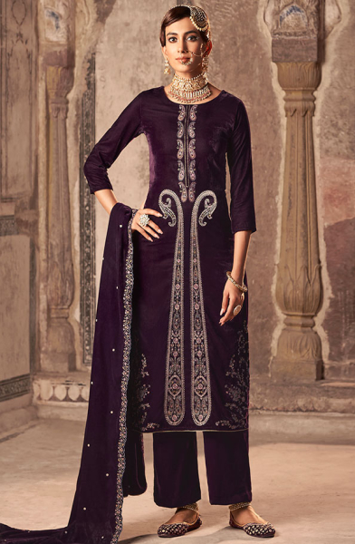 Wine Velvet Designer Suit