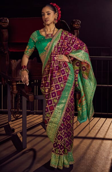 Wine Viscose Dola Saree with Embroidered Blouse