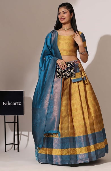 Yellow Art Silk Lehenga Choli for Festival