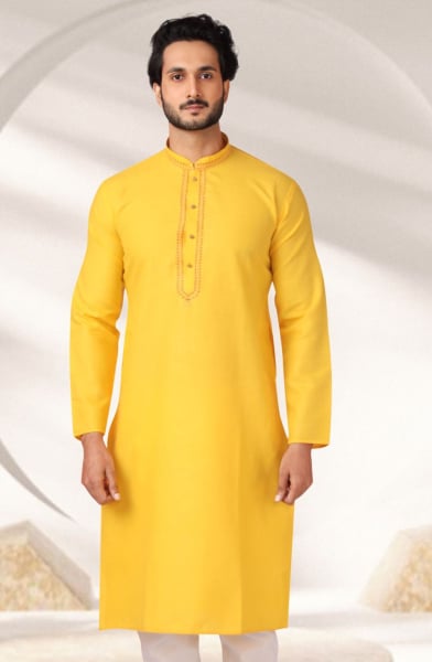 Yellow Cotton Rayon Kurta