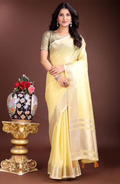 Yellow Cotton Saree