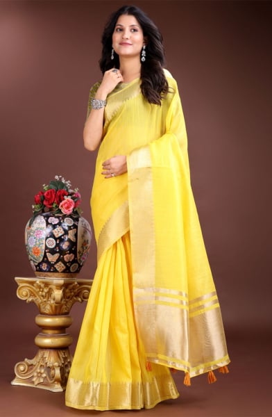Yellow Cotton Saree