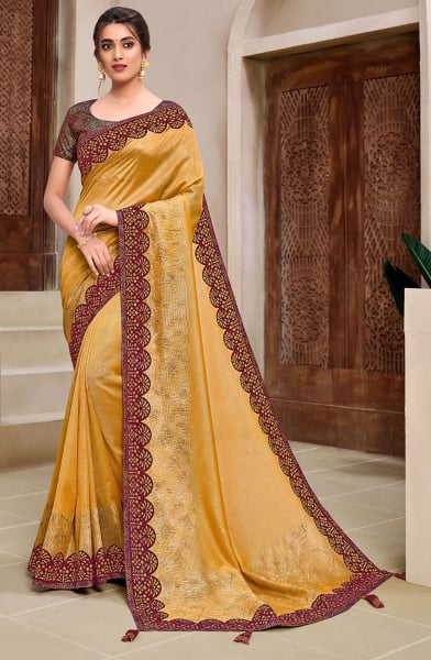 Yellow Designer Party Wear Saree