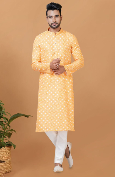 Yellow Digital Printed Kurta Set for Festival