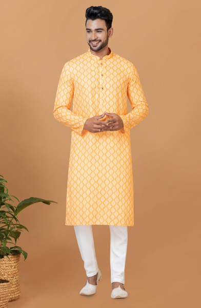 Yellow Digital Printed Kurta Set for Festival