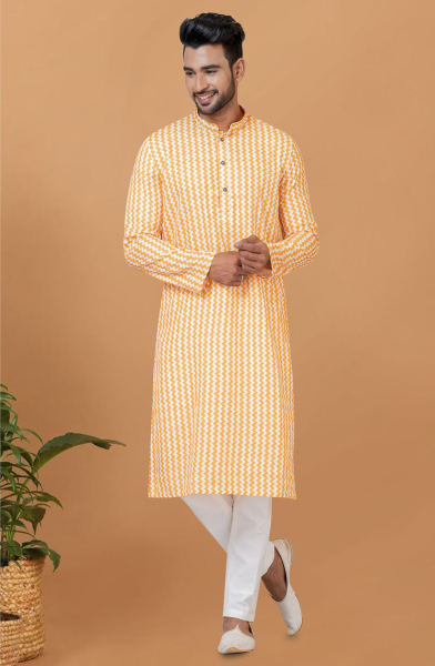 Yellow Digital Printed Kurta Set for Festival