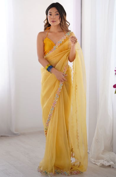 Yellow Party Wear Saree