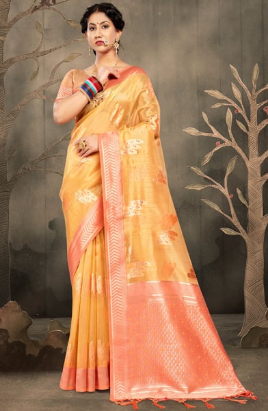 Yellow Woven Kota Cotton Saree