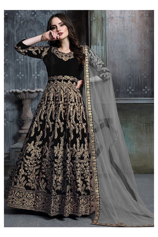 Black velvet anarkali hotsell