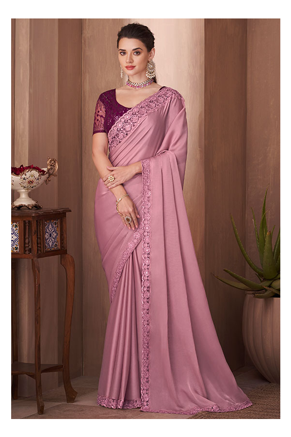 Buy Pink Chanderi Zabeen Pre-draped Ruffle Saree With Pintucked Blouse For  Women by Seema Nanda Online at Aza Fashions.