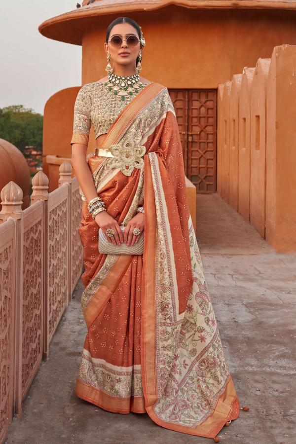 Buy Peach Crepe 60 Gms Printed Floral Embroidered Saree With Blouse For  Women by Tarun Tahiliani Online at Aza Fashions.