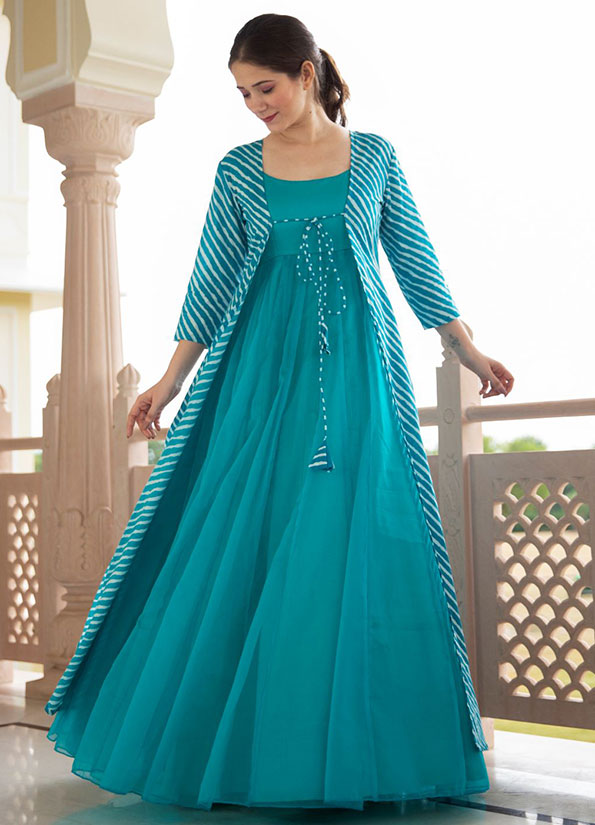 Trendy Parrot Green and Firozi Palazzo Salwar Suit