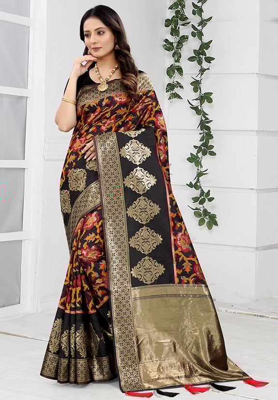 Gum Leaf Blue Woven Banarasi Art Silk Saree – MySilkLove